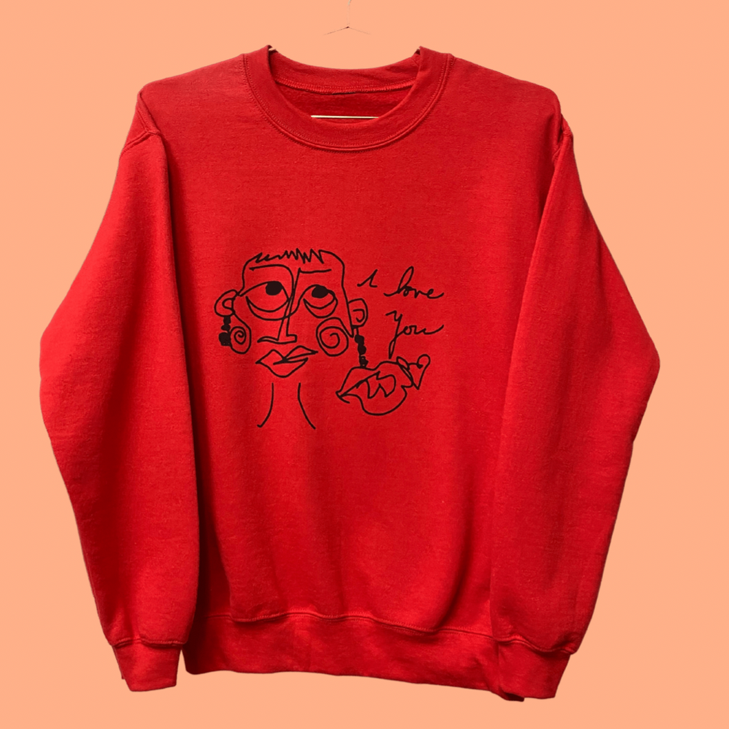 I Love You Face Red Crewneck