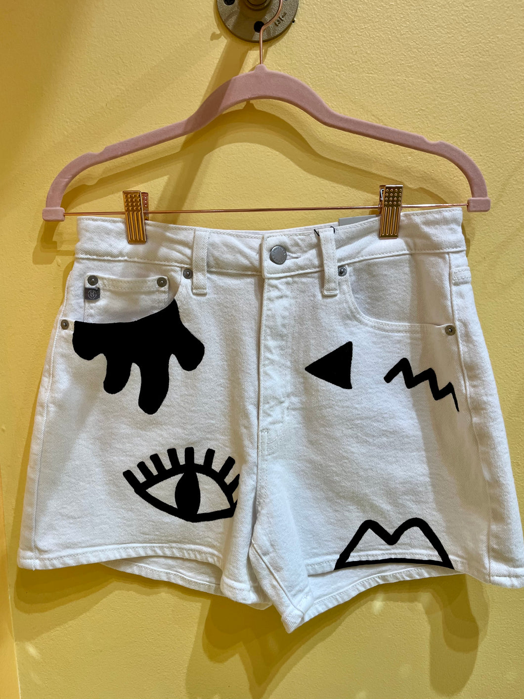 Hand Painted high waisted shorts