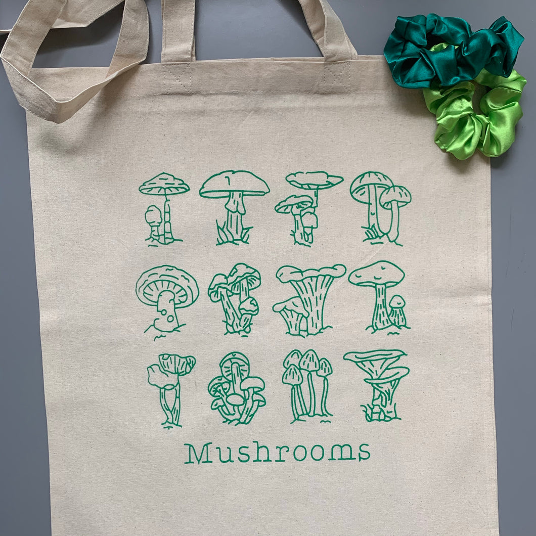 Hand Printed Mushroom Tote Bag