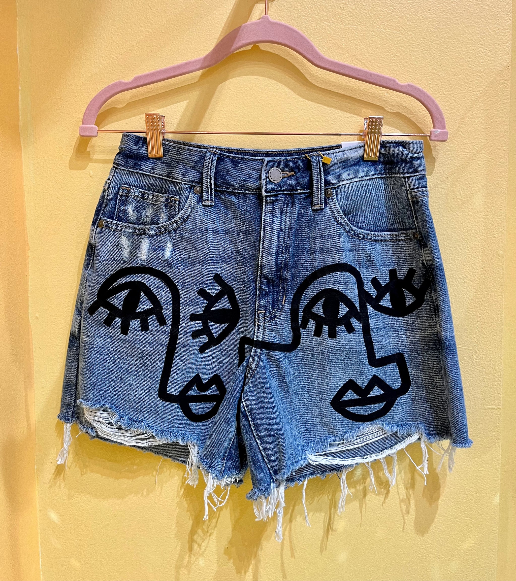 Painted jean shorts discount